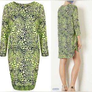 TOPSHOP Green Patterned Long-Sleeve Dress in 8